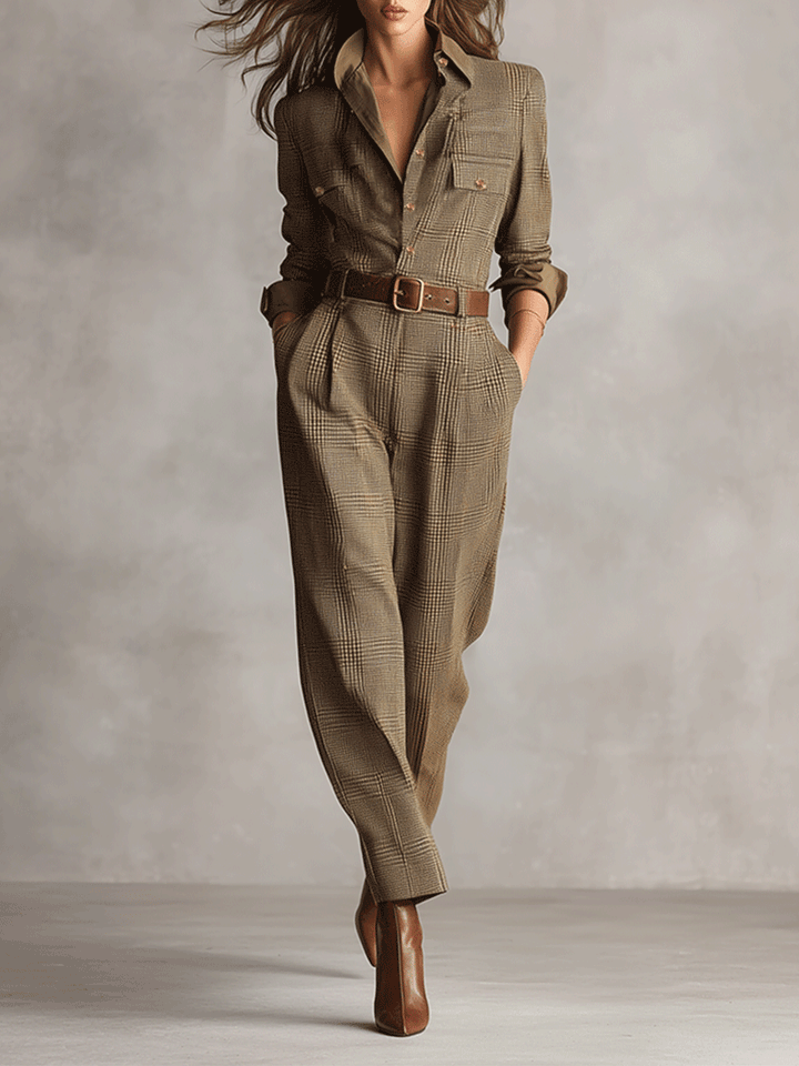 Célia | Brown Overalls with Sophisticated Details