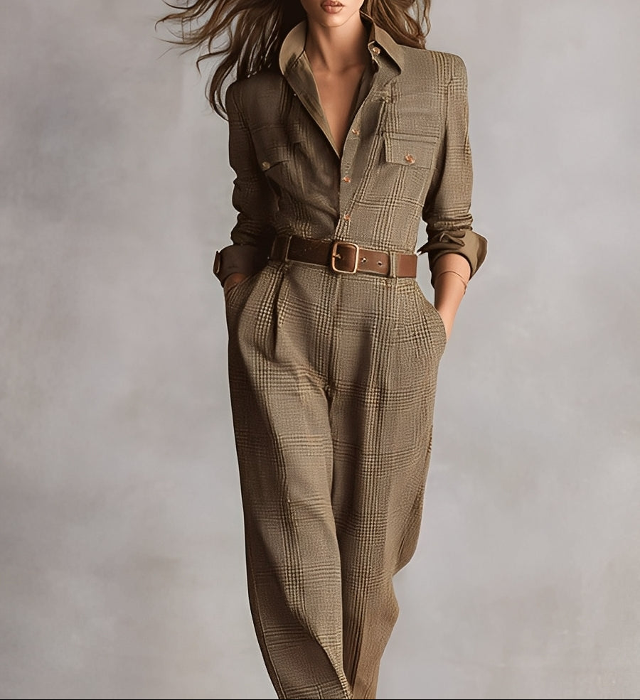 Célia | Brown Overalls with Sophisticated Details