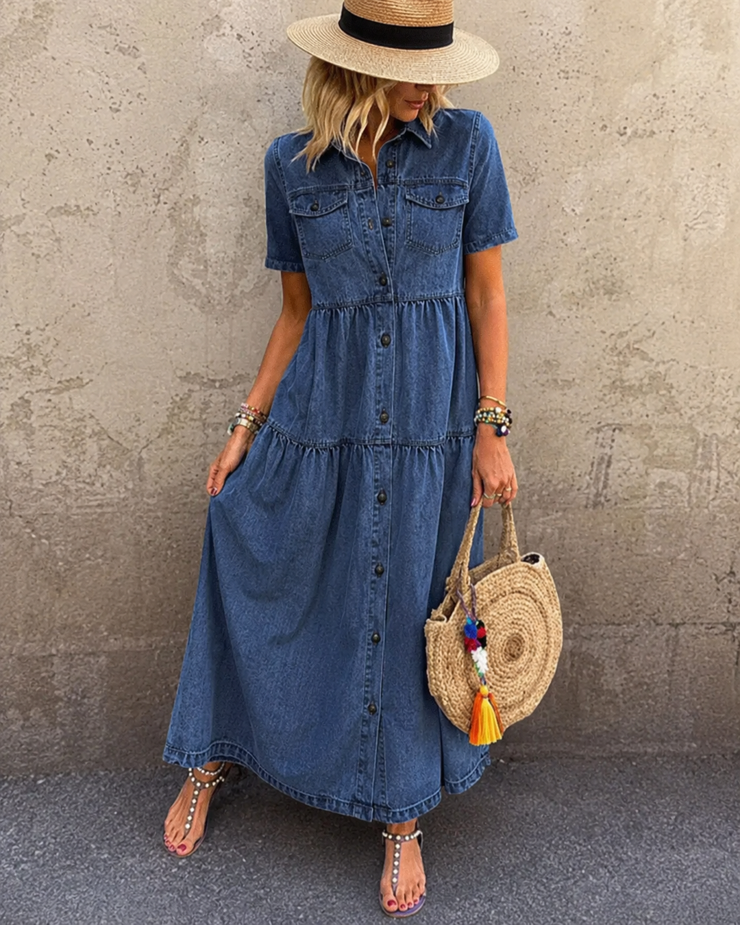 Grace | Belly-covering Midi Dress with Buttons