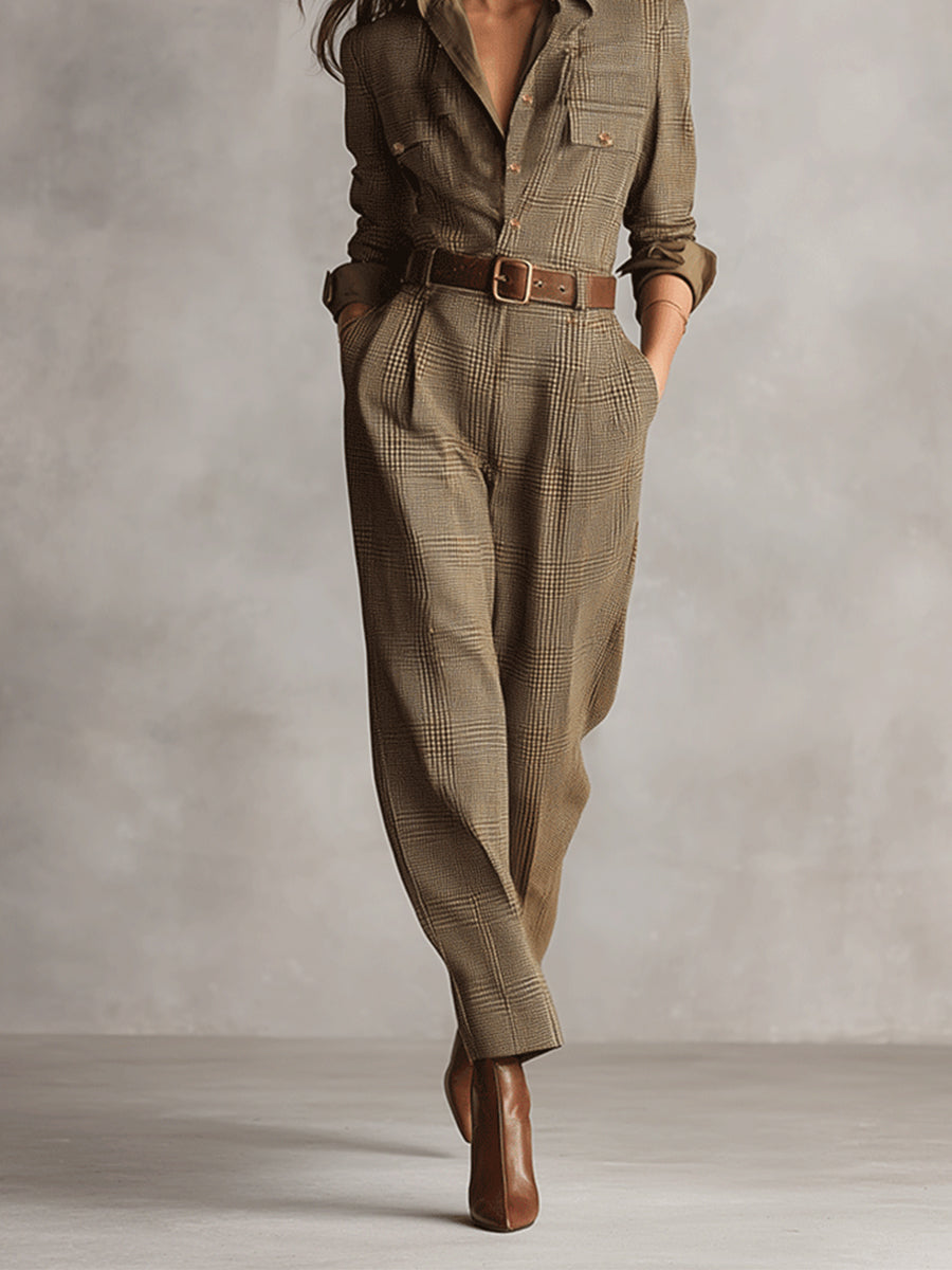Célia | Brown Overalls with Sophisticated Details