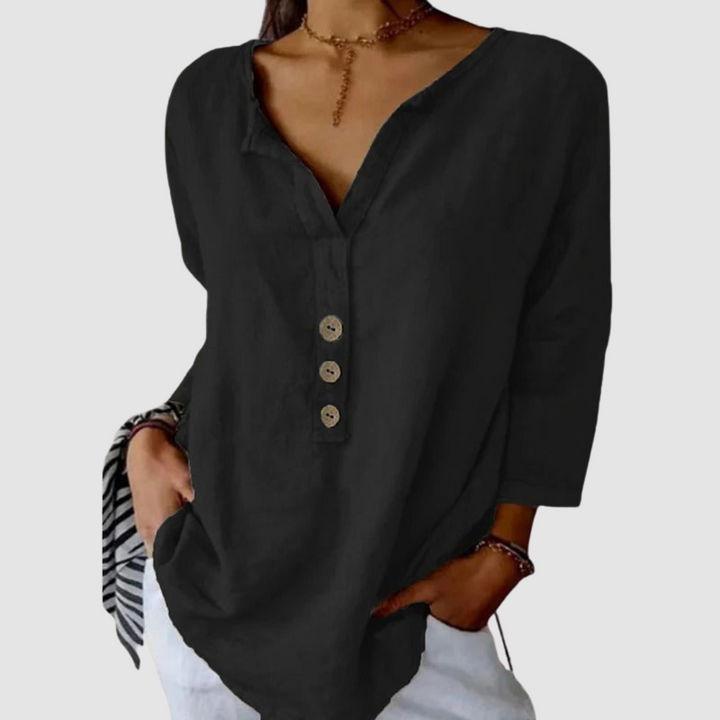 Melisa™ Casual Cotton & Linen Blouse