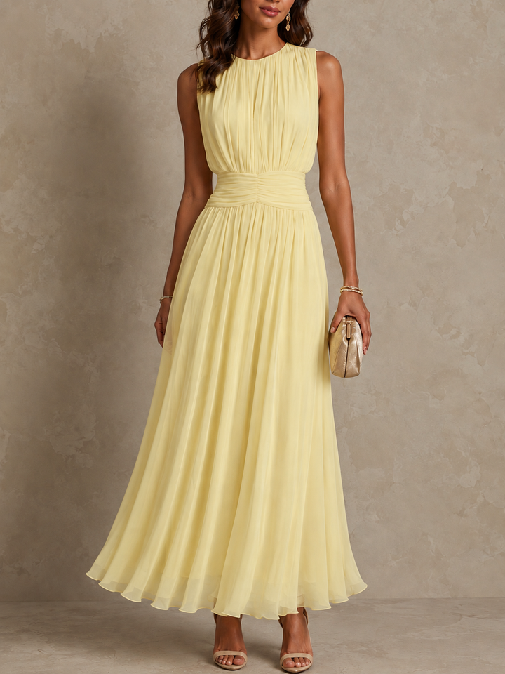 Roxanne | Ruched-Waist Sleeveless Maxi Dress