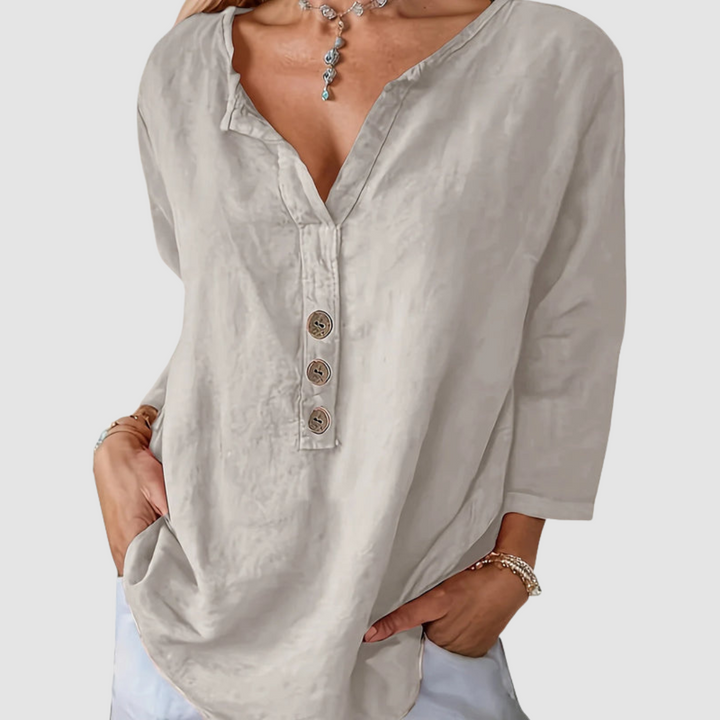 Melisa™ Casual Cotton & Linen Blouse