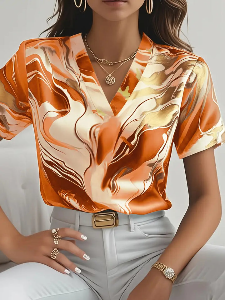 Mildred™ Marble Print Short Sleeve Shirt