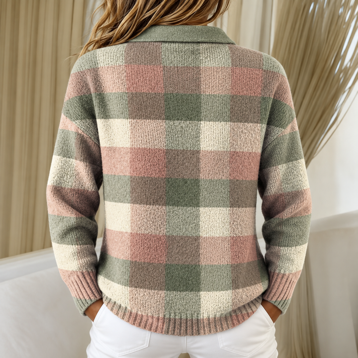 Grace | Pastel Plaid Knit Cardigan
