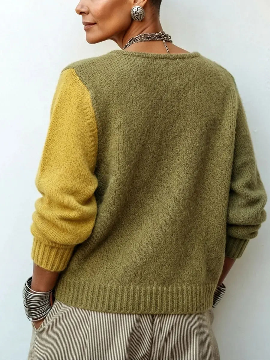 Veronica | Artistic Cozy Asymmetric Color-block Knit Sweater